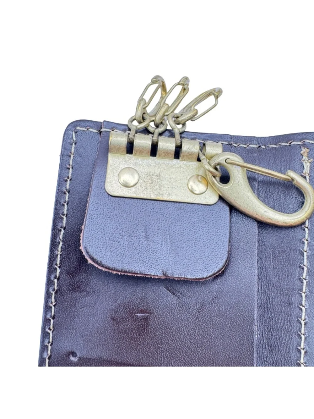 PORCO ROSSO Brown Leather Key Case Coin Purse Holder Organizer Wallet Clip Japan